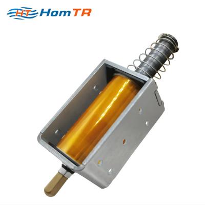 China HomTR Dc METAL 12 Volt Tubular Reciprocating Solenoid Electric Electromagnetic Long Stroke Solenoid for sale