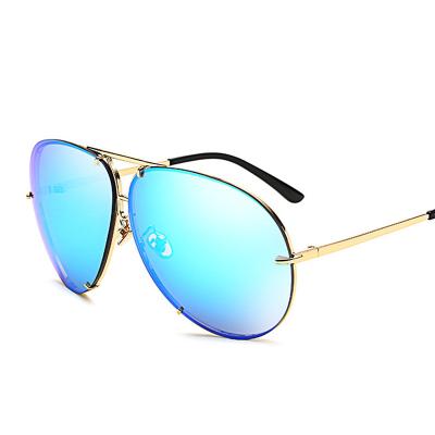 China Fashion Sunglasses 86085 Metal Pilot Sunglasses Woman Oversized Mirror PC Glass High Quality Sun Lenses UV400 for sale