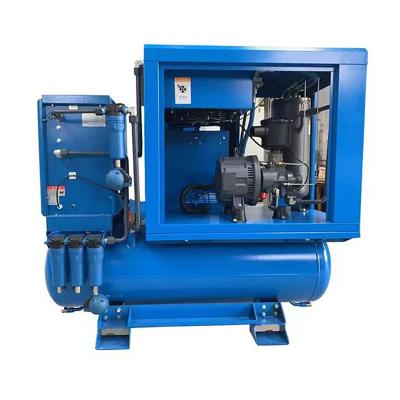 China Lubricated Industrial Silent Four-in-One Screw Air Compressor 7.5kw 11kw 15kw With Air Tank And Air Dryer for sale