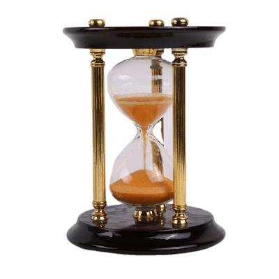 China Wooden Frame Hourglass Sand Timer Desktop Decoration Business Craft Gifts High-grade Minimalist Metal Hourglass for sale