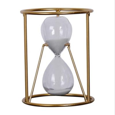 China European souvenir decoration time hourglass timer with iron stand living room decoration metal ornaments gift promotion for sale