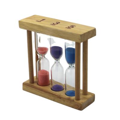 China 1/3/5 Hourglass Traditional Minimum Available Wooden Timer Make Tea and Boil Eggs Kitchen Hourglass Three Ornament in Hourglass Combination for sale