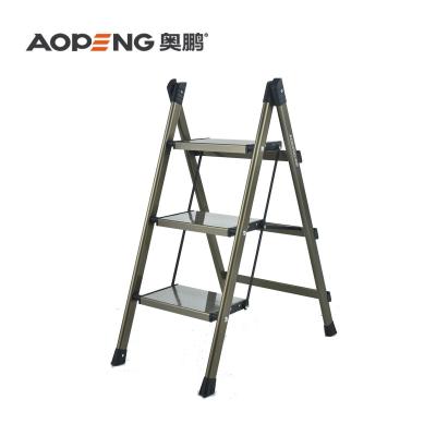 China 3 step foldable aluminum electrophoretic shed ladder for household kitchen. for sale