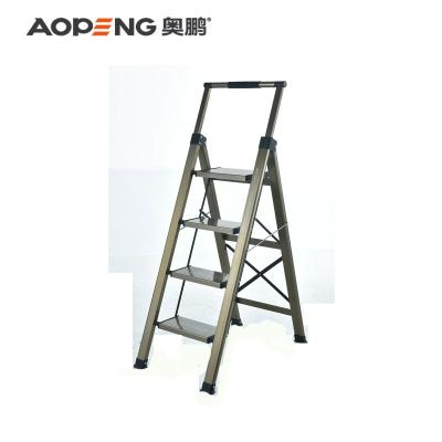 China Aopeng Folding Ladders Safety 4 Portable Step Ladder Aluminum Step Ladder With Handrail for sale