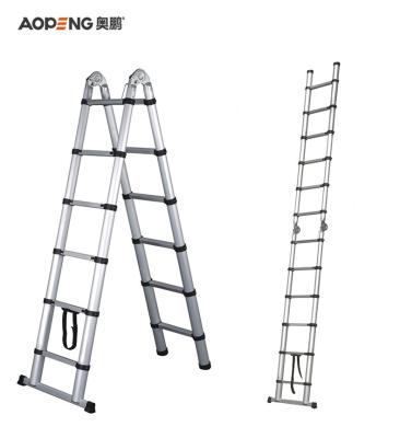 China Telescopic Ladders Hot Sale Hinged Aluminum Telescopic Double Sided Step Ladder Manufactured In China for sale