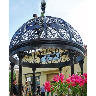 China Easily Assembled Metal Wrought Iron Gazebo Mansion Villa Decorated European Landscape Leisure Style Iron Gazebo Gazebos Steel Gazebos for sale