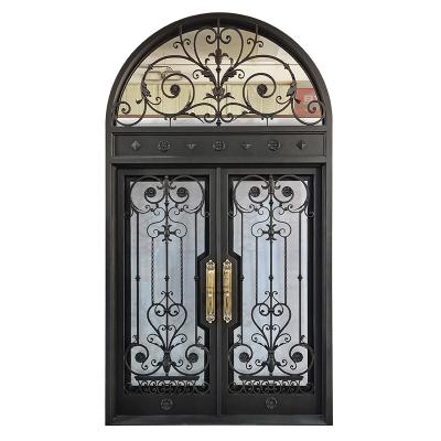 China Luxury Anti Theft Doors Exterior Security Wrought Iron Steel Main Entry Door For Home for sale