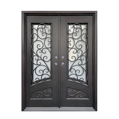 China Front Doors Designs Anti-theft Steel Door Wrought Iron Double Door for Home for sale