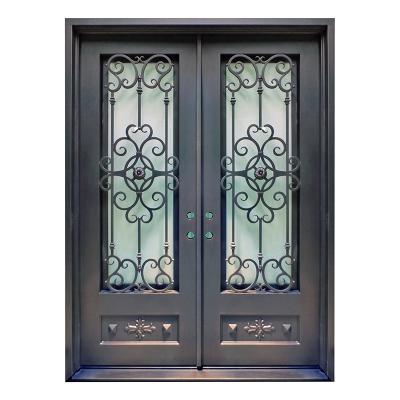 China Anti Theft Wrought Iron Doors Designs Steel Double Door Door For Home for sale