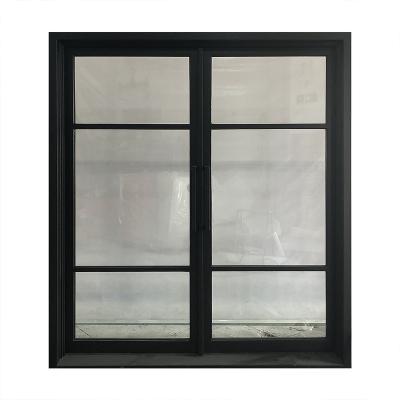 China Security Waterproof Single French Square Top Black Wrought Iron Interior Double Doors With Glass Design for sale