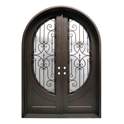 China Anti-theft Latest Style Wrought Iron Glass Door For House for sale