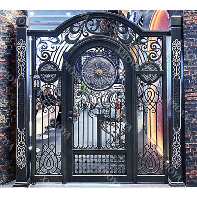 China Easily Assembled Single Main Gate Exterior Iron Gate Price Designs Small Wrought Iron Garden Gate Designs Exterior Steel Aisle Gate for sale