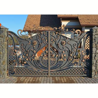 China Modern Wrought Iron Base Track Designs Swing Wrought Iron Gate Iron, forged iron & cast iron for sale