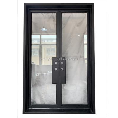 China Front Entry French Door Designs Sound Insulation Iron Double Metal French Glass Door Wrought Iron French Door For Home Office for sale