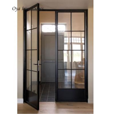 China French Sound Insulation Patio Iron Doors Designs With Glass Inserts for sale