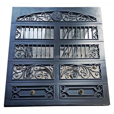 China Anti-theft Villa Custom Iron Garage Door, European Style Luxury and Beautiful Electric Folding Door Garage Wrought Iron Design for sale