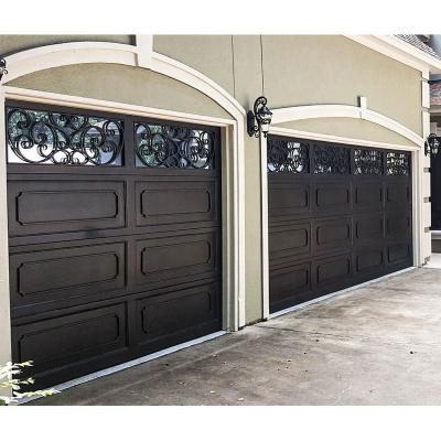 China Anti-theft modern luxury automatic exterior wrought iron garage door metal electric folding main entrance door design for sale