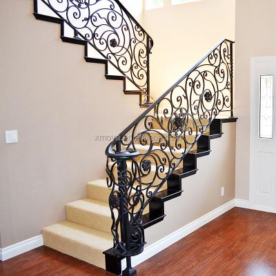 China Modern Modern Metal Stair Railing Designs Luxury Indoor Wrought Iron Staircase Fencing Customized Wrought Iron Balcony Railing For Villa for sale