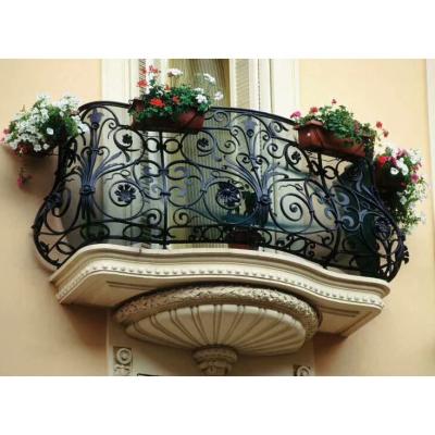 China Easily Compile Wrought Iron Balcony Railing Design For Villa European Middle Convex Railing Design for sale