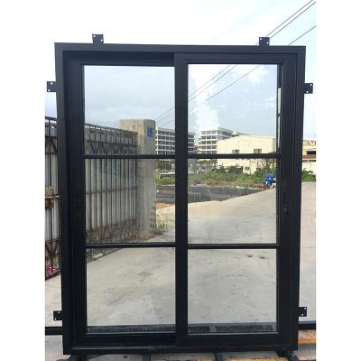 China Waterproof American Modern French Glass Door Sliding Standard Iron Glass Door Grill Design for sale