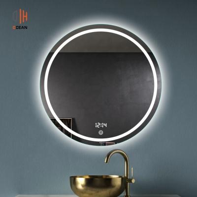 China Hotel Magnifying ihome illuminated LED Light Bathroom Touch Screen Shower Room Round Wall Mounted Mirror Y301 for sale