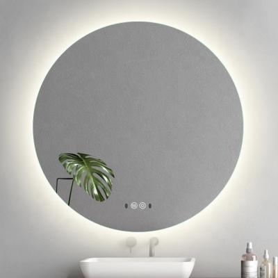 China Bedroom Enlargement LED Backlit Touch Illuminated Round LED Light Bathroom Hotel Mirror With Demister Y501 for sale