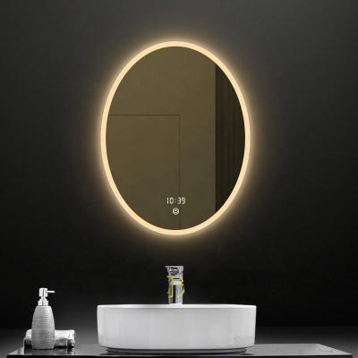 China Hotel Illuminated Touch Lighting Hotel Oval Mirror Chinese Shape Mirror LED Bathroom Mirrors for sale