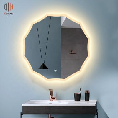 China Bathroom Minimalist Custom Luxury Wall Mounted Led Lighted Up Decorative Demister Illuminated Led Bathroom Mirror for sale