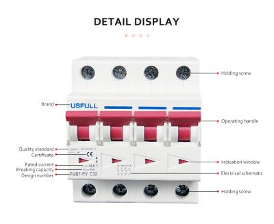 China High Quality Solar PV System USFULL DC MCB 10A-63A 4P DC Circuit Breaker For Solar System Breaker 1000V MCB With CE Certificate for sale