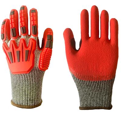 China Super Heavy Duty Cut Out Grip HPPE Impact Resistant Gloves With TPR Back for sale