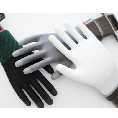 China Nylon Elastic Cuff Palm Gardening PU Coated Working Hands Gloves For Construction for sale