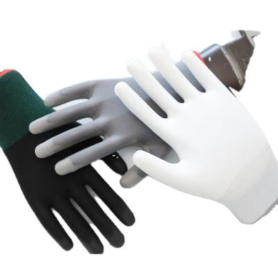 China Protective Nylon Gardening Anti Skid PU Finger Work Protection PU Coated Gloves For Electronic Non Slip for sale