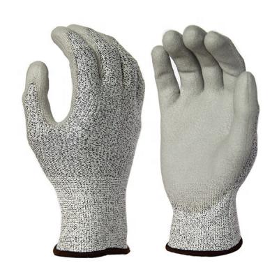 China OEM Welcome Level 5 13G HPPE Anti Cut Liner PU Coated EN 388 Cut Resistant Gloves for sale