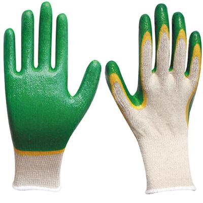 China Construction 10 Gauge Double Color Green Yellow Latex Dipping Gloves For Peru Chile Market for sale