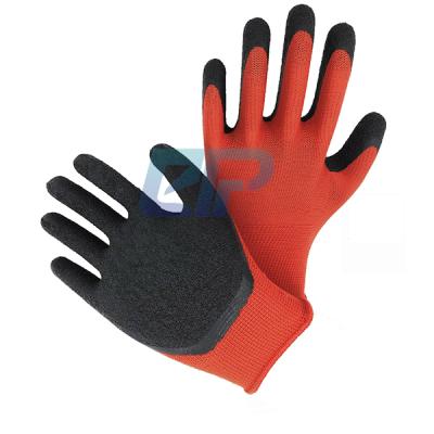 China Red Ply Finish / Black Ply Nylon Polyester Coated Latex Gloves Dipped Hand Working Gloves For Garden for sale