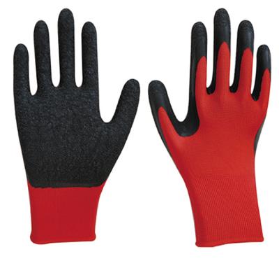 China Crinkle Finish 13 G Polyester Knit Dipped Ply Latex Safety Gloves for sale