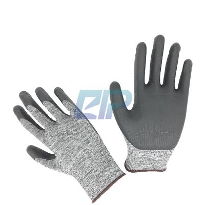 China Nitrile Dots Have A Good Function Of Gray Nylon Lunar Foam Nitrile Anti-Slip Palm Dip Gloves On Salt Pepper for sale