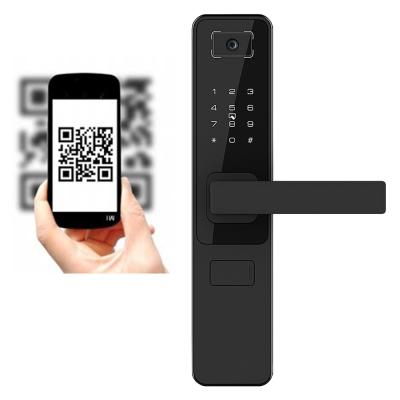 China 6063GB Hotel and School Door Lock System Digital Wifi Aluminum Wooden Keyless Electronic Door Lock QR Code Smart for sale