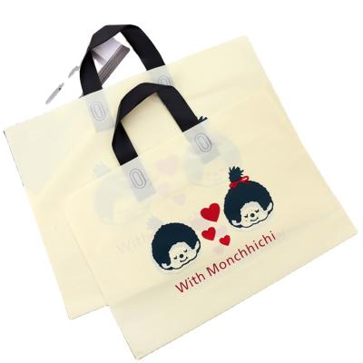 China Printing Buckle Recyclable Soft Handle Free Sample Customized Plastic Shopping Bag With Handles for sale