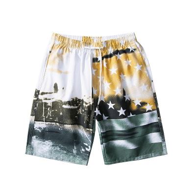 China Anti-wrinkle summer men's beach pants explosion models Europe and America seaside sports large size printing shorts for sale