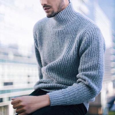 China Anti-wrinkle fashion winter sweater designer oversized wool knitted thick crew neck men sweater for sale