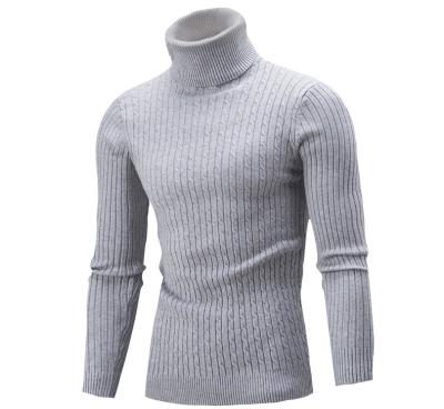 China New Anti-wrinkle men's sweater autumn and winter high-neck solid color twist bottoming shirt men's sweater for sale