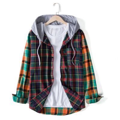 China 2021 foreign trade breathable long-sleeved shirts, plaid prickly design, prickly casual men's thin long-sleeved shirt for sale