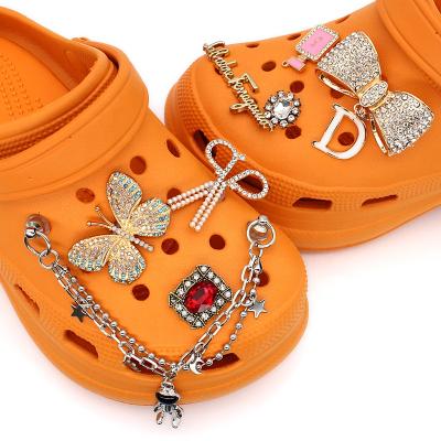 China Wholesale hot popular shoe light metal shoe charms for shoe accessories with luxury croc charms for sale