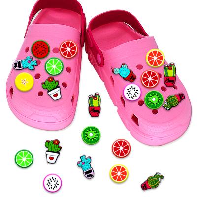 China Shoe Buckle New Arrival PVC Rubber Shoe Charms Cactus Customized Clog Shoe Charms Shoe Decoration For Kids for sale