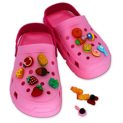 China Charms 2021 new arrival design fruit food style shoe charm designer croc cheap customized shoe buckle shoe buckle accessories for sale