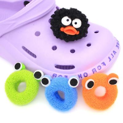 China Wholesale shoe light shackles shoe charms diy fluffy pom pom for kids shoe decorations with 3d croc charms for sale