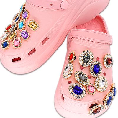 China Hot Selling Bling Crystal Shoe Buckle DIY Croc Charms with Diamonds Croc Shoe Decoration Accessories for Rhinestone Croc Charms for sale