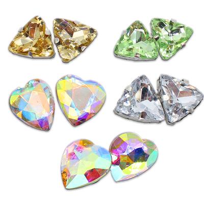 China American Hot Selling Bling Diamond Fang Charms Fashion Shoe Accessories Crystal Clog Charms Wholesale Gemstone Shoe Buckle Fang Charms for sale