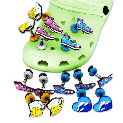 China Running Popular Cartoon 3d Shoe Buckle Spring Shoe Charms Running Shoe Buckle 3d Lace Spring Hobble Twitch Accessory Charm for sale